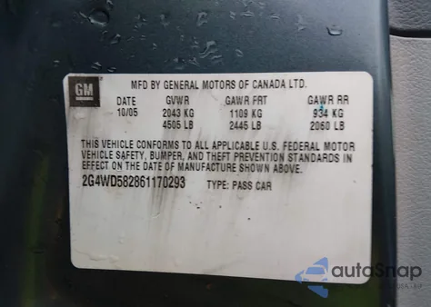 2006 Buick Lacrosse Cxl из США, поврежденный, VIN 2G4WD582861170293